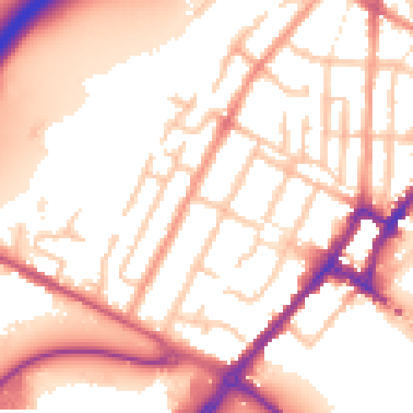 Daytime road noise heatmap for DE14 2EP
