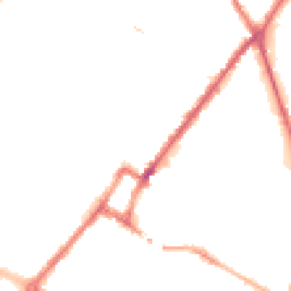 Night-time road noise heatmap for DE14 2NT