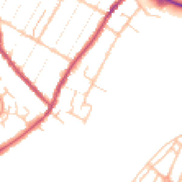 Daytime road noise heatmap for DE14 3AU