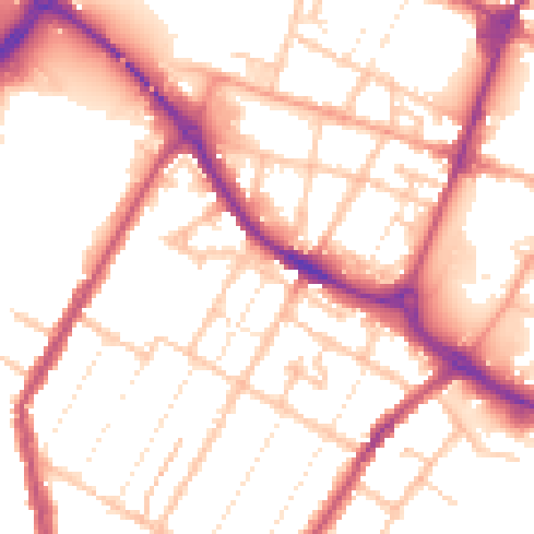 Daytime road noise heatmap for DE14 3LF