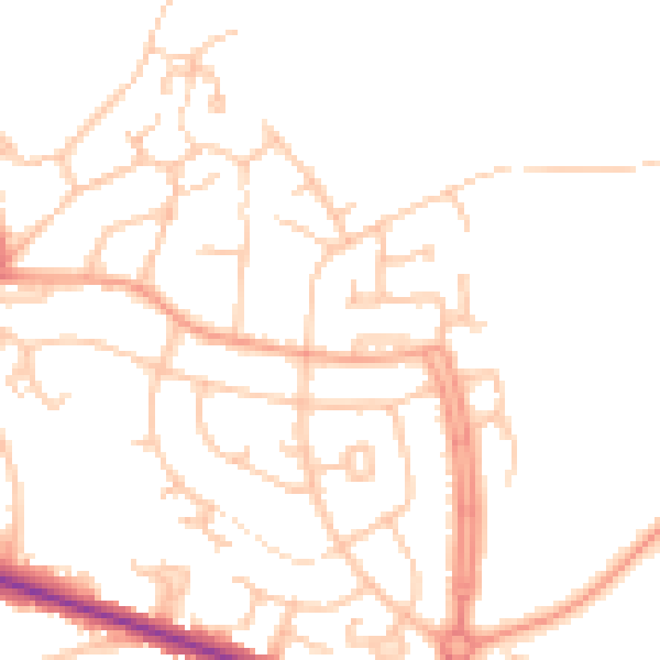 Daytime road noise heatmap for DE15 0AF