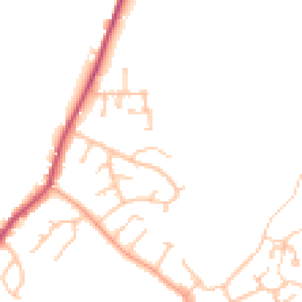 Daytime road noise heatmap for DE15 0AQ