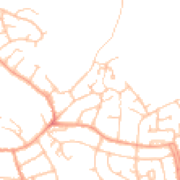 Daytime road noise heatmap for DE15 0AZ