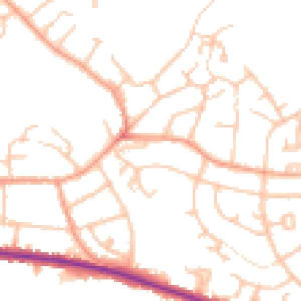 Daytime road noise heatmap for DE15 0BP