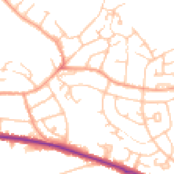 Daytime road noise heatmap for DE15 0BS