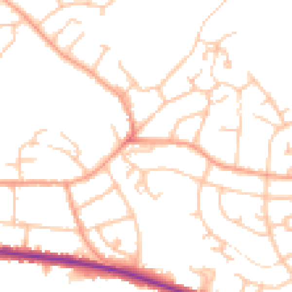 Daytime road noise heatmap for DE15 0BU