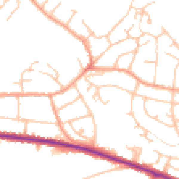 Daytime road noise heatmap for DE15 0BW