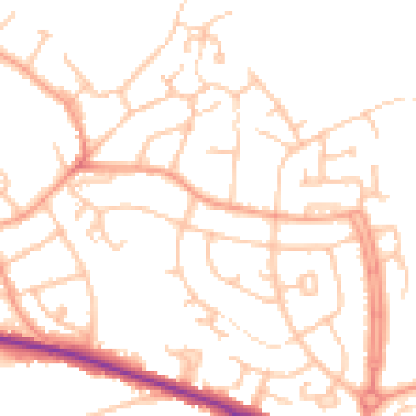 Daytime road noise heatmap for DE15 0BX