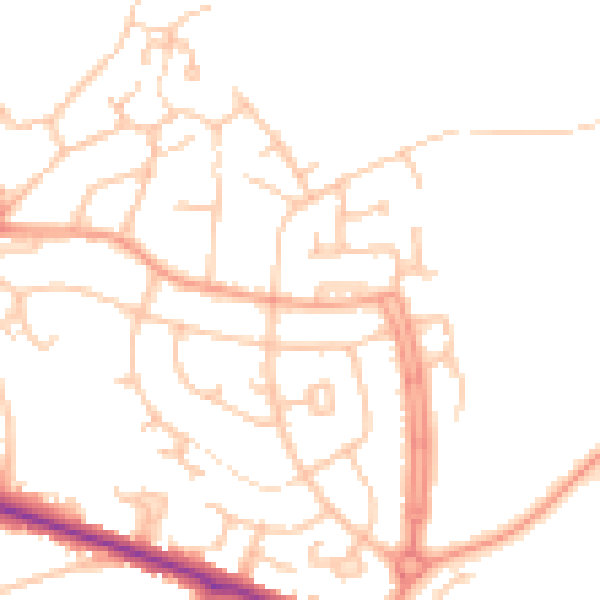 Daytime road noise heatmap for DE15 0BY