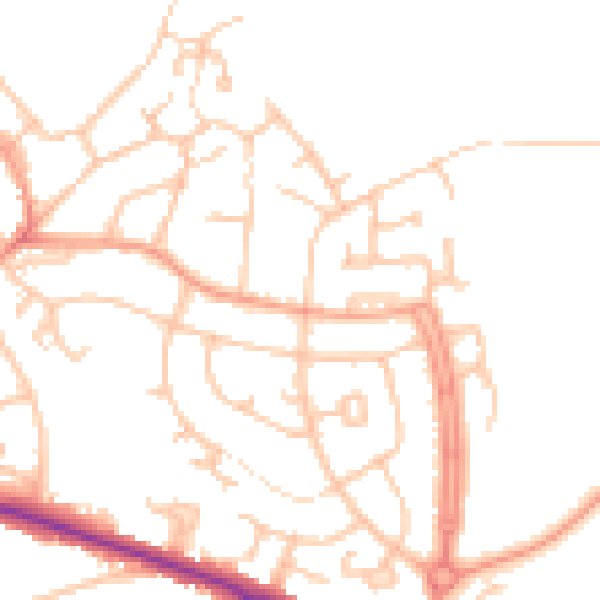 Daytime road noise heatmap for DE15 0BZ
