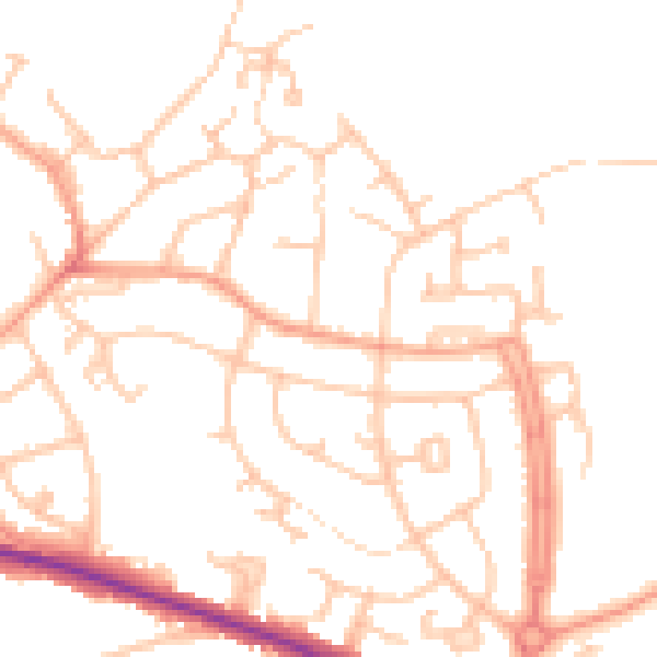 Daytime road noise heatmap for DE15 0DA