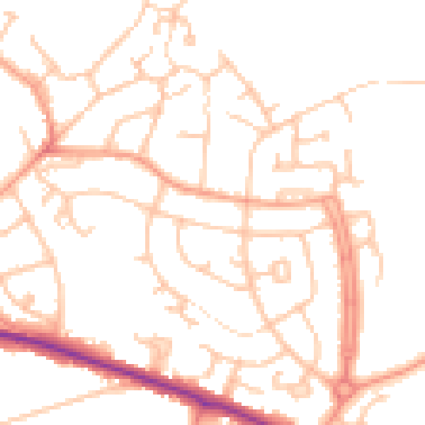 Daytime road noise heatmap for DE15 0DB