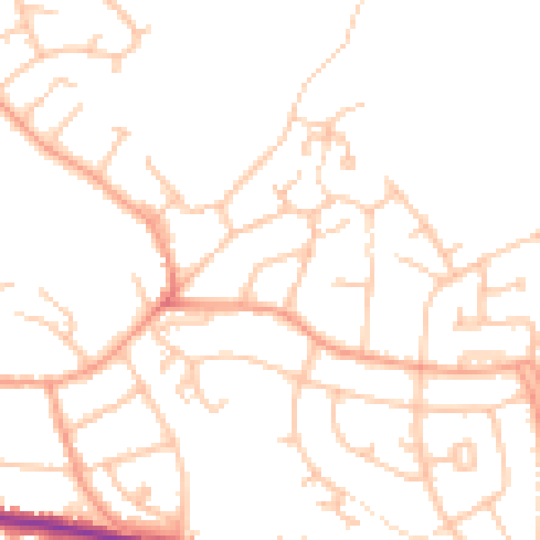 Daytime road noise heatmap for DE15 0DD