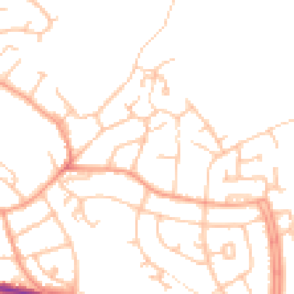 Daytime road noise heatmap for DE15 0DE