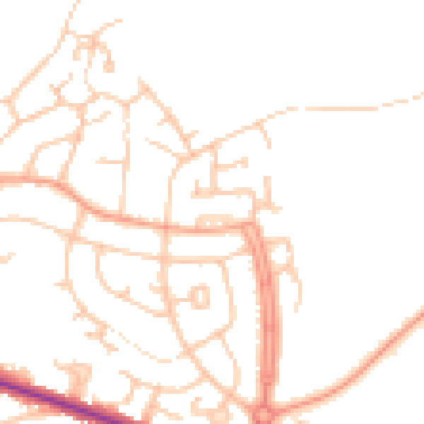 Daytime road noise heatmap for DE15 0DF