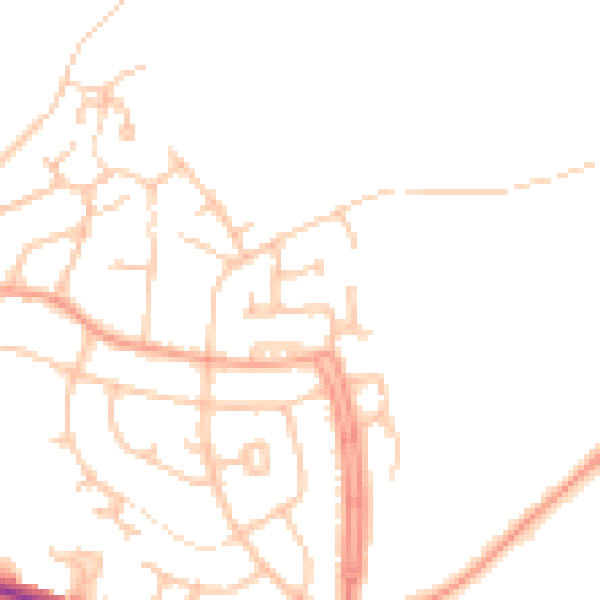 Daytime road noise heatmap for DE15 0DJ