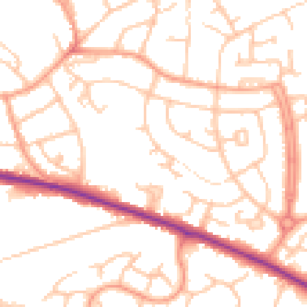 Daytime road noise heatmap for DE15 0FB