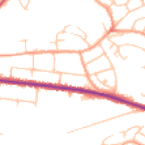 Daytime road noise heatmap for DE15 0JB