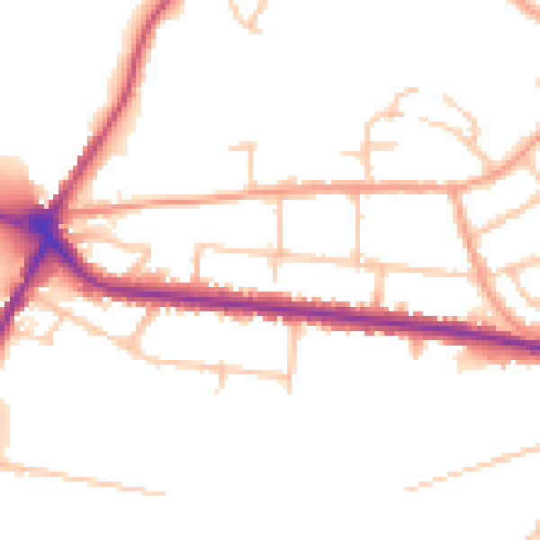 Daytime road noise heatmap for DE15 0JG