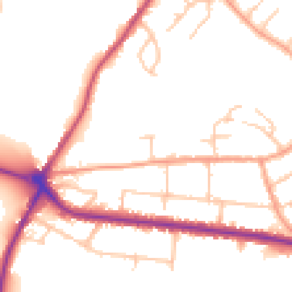 Daytime road noise heatmap for DE15 0JN