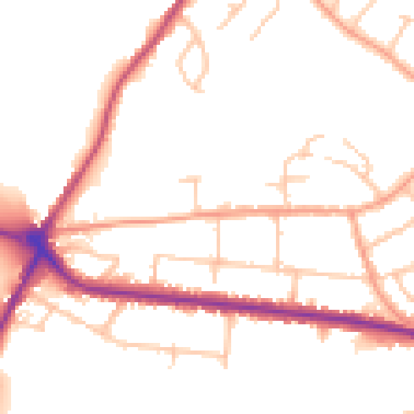 Daytime road noise heatmap for DE15 0JY