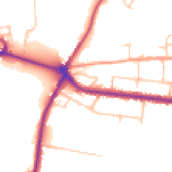 Daytime road noise heatmap for DE15 0LA