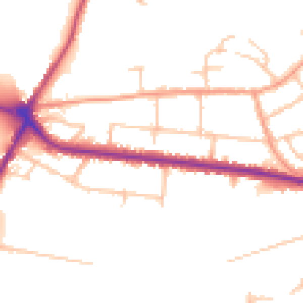 Daytime road noise heatmap for DE15 0LL