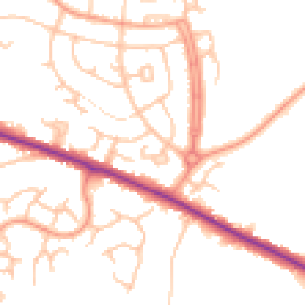 Daytime road noise heatmap for DE15 0PA