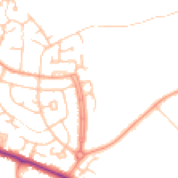 Daytime road noise heatmap for DE15 0PE