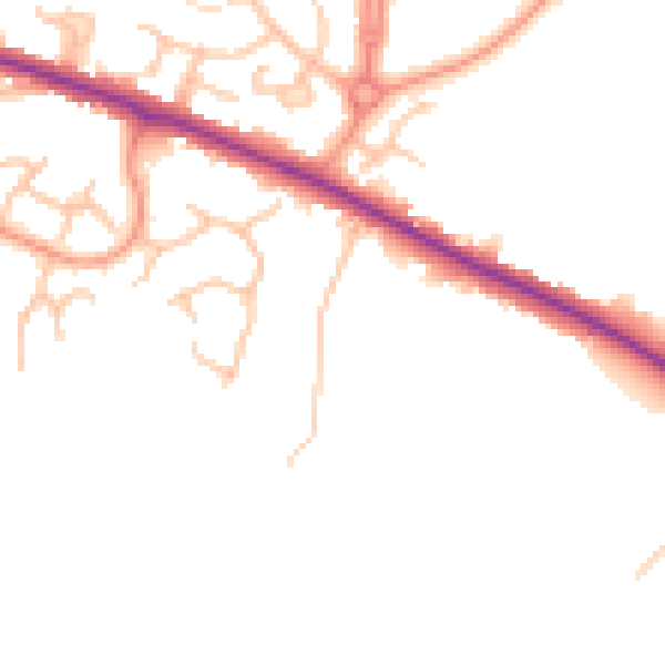 Daytime road noise heatmap for DE15 0PR