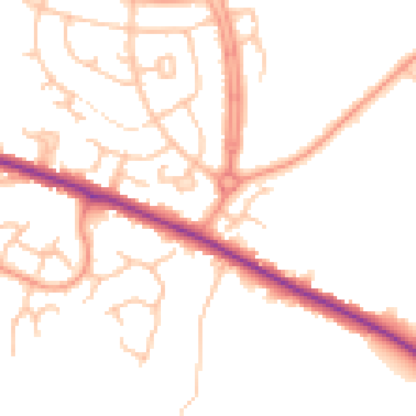 Daytime road noise heatmap for DE15 0QL