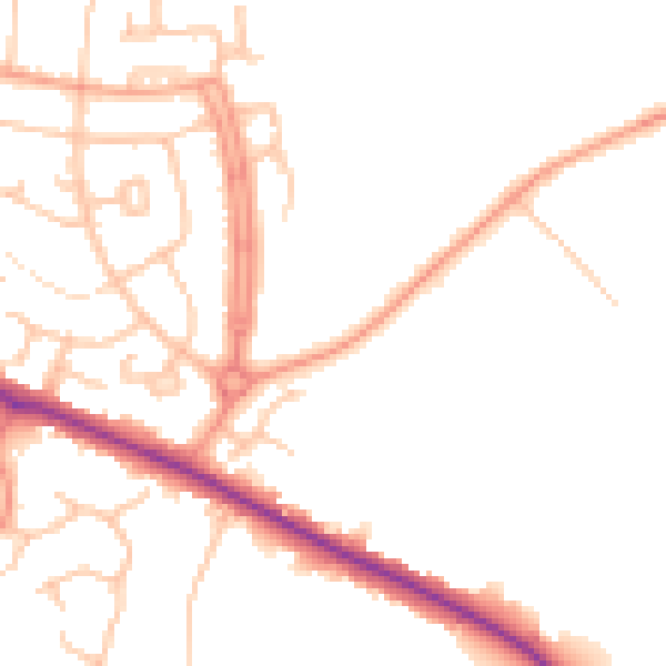 Daytime road noise heatmap for DE15 0QN