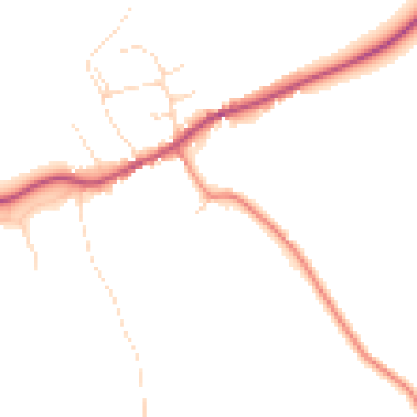 Daytime road noise heatmap for DE15 0RY