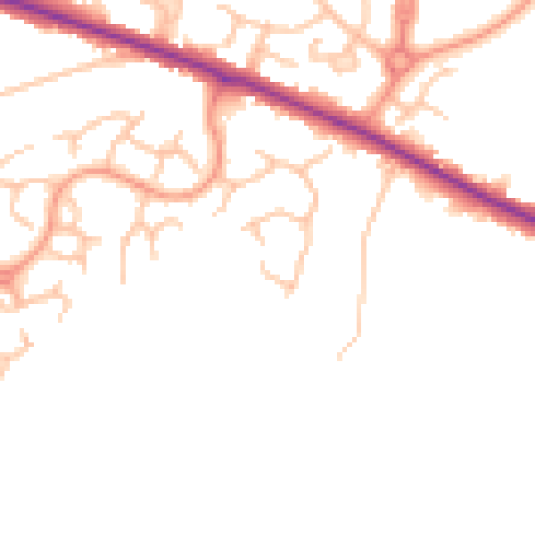 Daytime road noise heatmap for DE15 9AJ