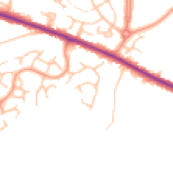 Daytime road noise heatmap for DE15 9AL