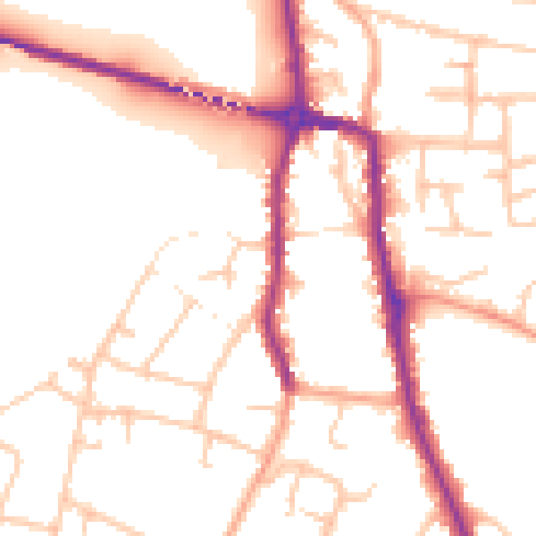 Daytime road noise heatmap for DE15 9AR