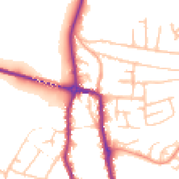 Daytime road noise heatmap for DE15 9AW