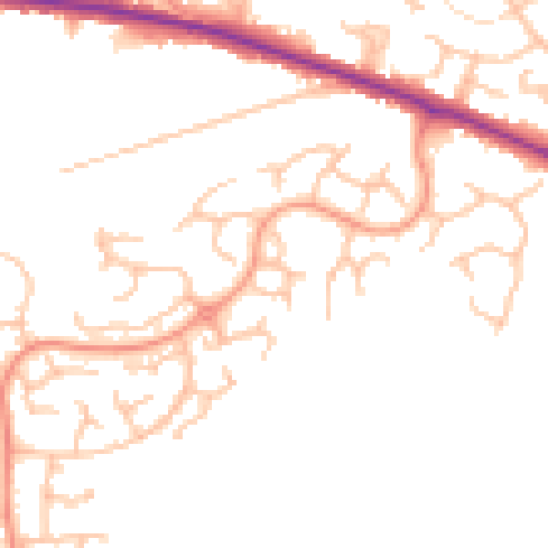 Daytime road noise heatmap for DE15 9AZ