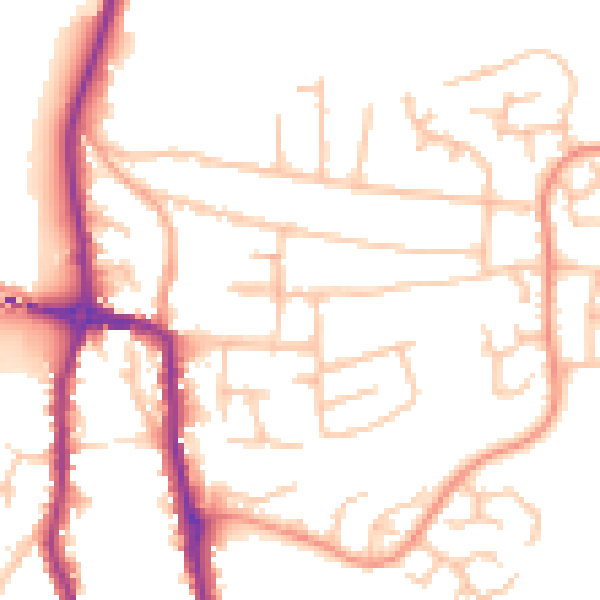 Daytime road noise heatmap for DE15 9DH