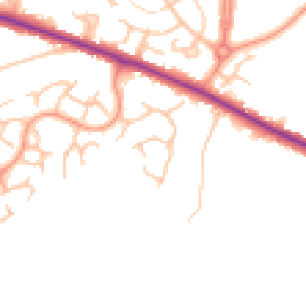 Daytime road noise heatmap for DE15 9DR