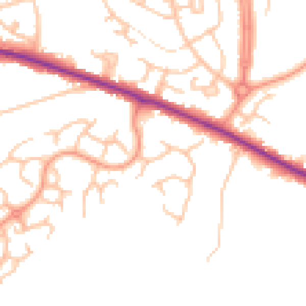 Daytime road noise heatmap for DE15 9GN
