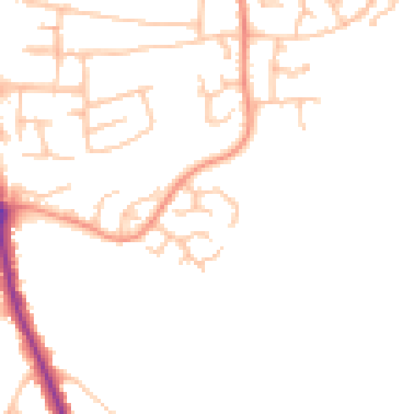 Daytime road noise heatmap for DE15 9HN