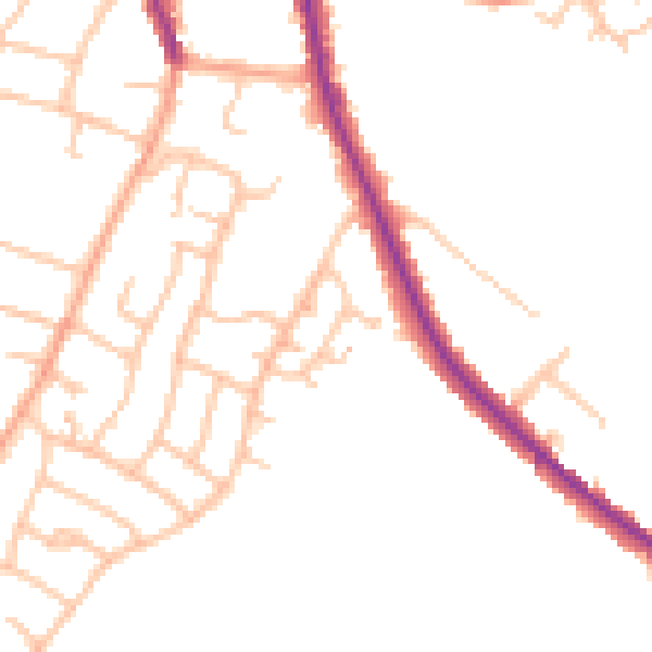 Daytime road noise heatmap for DE15 9PH