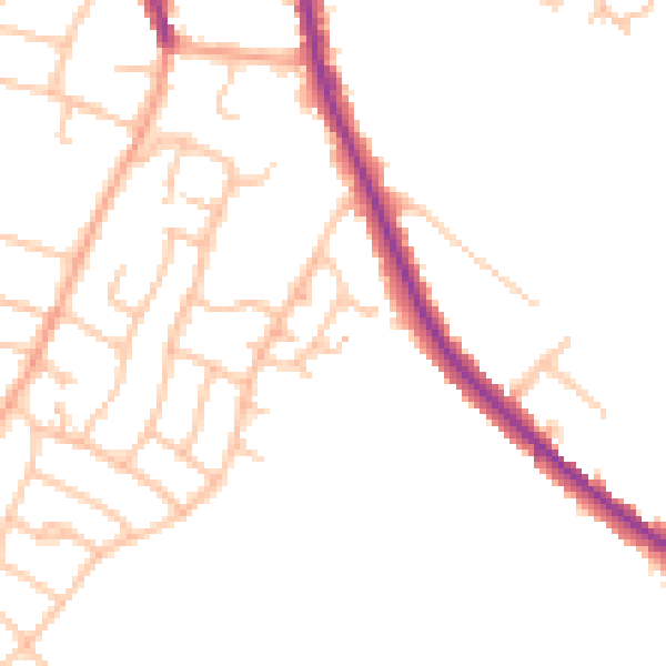 Daytime road noise heatmap for DE15 9PQ