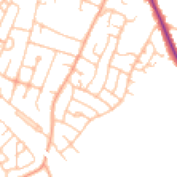 Daytime road noise heatmap for DE15 9PX