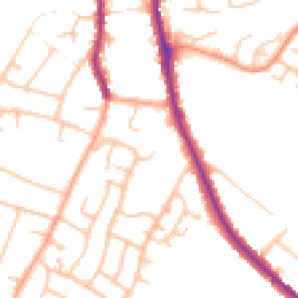 Daytime road noise heatmap for DE15 9QR