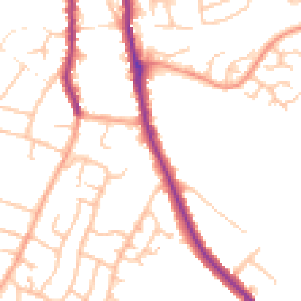 Daytime road noise heatmap for DE15 9RS