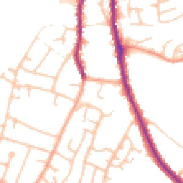 Daytime road noise heatmap for DE15 9RX