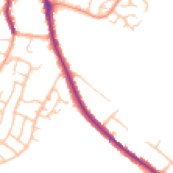 Daytime road noise heatmap for DE15 9SD