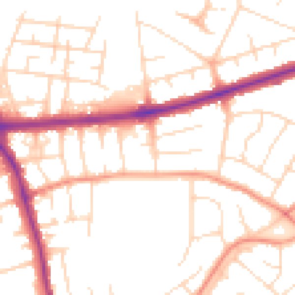Daytime road noise heatmap for DE24 0AA